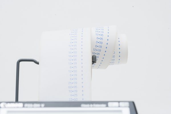 Close-up of receipt paper roll